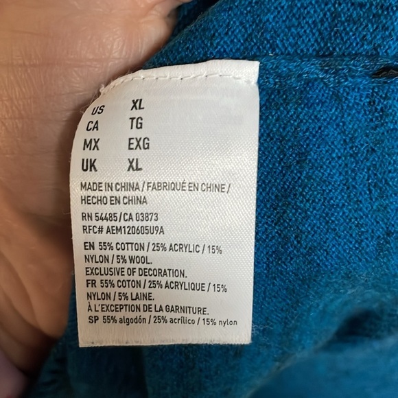 American Eagle size XL blue and black heather v-neck classic fit sweater - Picture 4 of 6